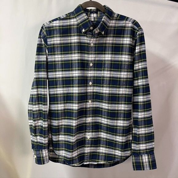 J. Crew Shirt Mens M SLIM Fit Green Plaid Cotton Oxford Button Down Long Sleeve - Picture 2 of 10